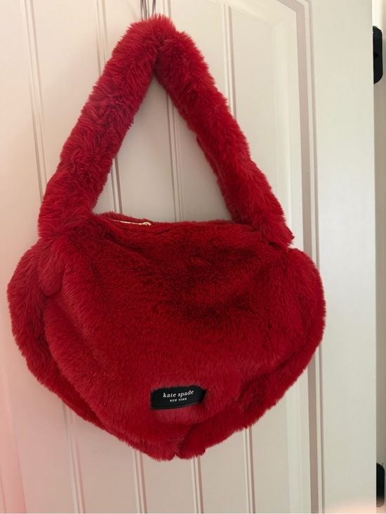 kate spade Handbags - kate spade Plush Red Faux-Fur heart tote/Shoulder Bag